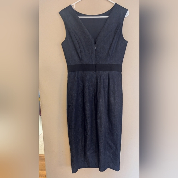 New York & Company Elegant Dark Navy Midi Dress, Size Small - Picture 4 of 7